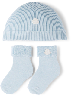 Комплект шапки и носков Baby Blue Пудровый синий Moncler Enfant
