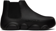 Черные резиновые ботильоны с логотипом Moschino