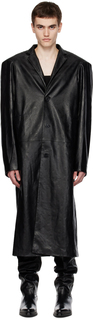 Черное пальто из искусственной кожи Situationist YASPIS Edition