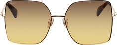 Золотые квадратные солнцезащитные очки с глубоким блеском Max Mara