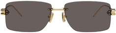 Золотые прямоугольные солнцезащитные очки Bottega Veneta