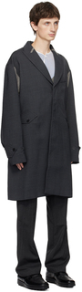 Серое пальто с остроконечными лацканами Kiko Kostadinov