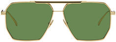 Золотые солнцезащитные очки-авиаторы Bottega Veneta