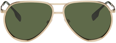 Золотые солнцезащитные очки-авиаторы Burberry