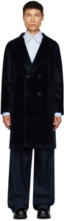 Темно-синее двубортное пальто Max Mara