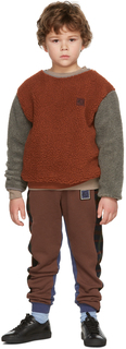 Детский коричнево-серый ежедневный меховой свитшот Осень-коричневый/Средне-серый меланжевый Wynken