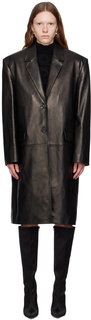 Черное кожаное пальто свободного кроя Magda Butrym