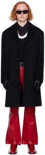Черное однобортное пальто Ernest W. Baker