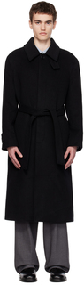Черное пальто на пуговицах Dunst