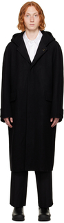 Черное пальто с капюшоном Solid Homme
