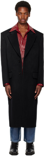 Черное пальто с остроконечными лацканами System