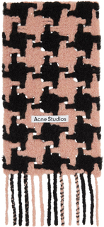 Черно-розовый шарф с узором &quot;гусиные лапки&quot; Acne Studios