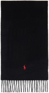 Черный шарф из переработанной шерсти Polo Ralph Lauren