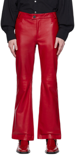Красные кожаные расклешенные брюки Ernest W. Baker