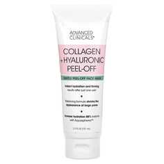 Collagen + Hyaluronic Peel-Off, нежная отшелушивающая маска для лица, 101 мл (3,4 жидк. Унции), Advanced Clinicals