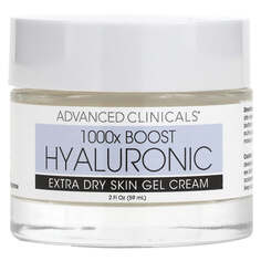 1000X Boost Hyaluronic, Extra Dry Skin Gel Cream, Fragrance Free, 2 fl. oz. (59 ml), Advanced Clinicals