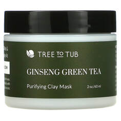 Очищающая маска для пор с активированным углем и бентонитовой глиной, зеленый чай и витамин C, для чувствительной кожи, 60 мл (2 жидк. унции), Tree To Tub