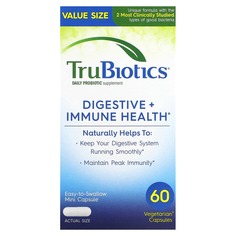 Здоровье пищеварительной и иммунной систем, 60 вегетарианских капсул, TruBiotics