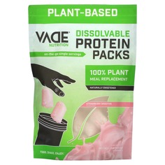 Пакетики с растворимым белком, 100% заменитель растительной пищи, клубничный смузи, 607,6 г (1,34 фунта), Vade Nutrition