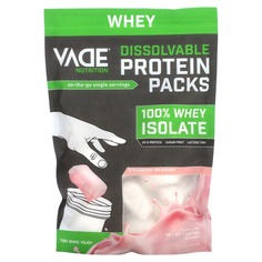 Пакетики с растворимым протеином, 100% изолят, клубничный молочный коктейль, 720 г (1,6 фунта), Vade Nutrition