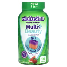 Multi + Beauty, грейпфрут + личи, 90 жевательных таблеток, VitaFusion