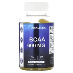 BCAA, натуральный персик, 300 мг, 60 жевательных таблеток, Vitamatic