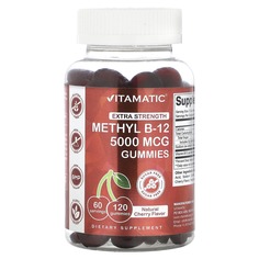 Methyl B-12, жевательные таблетки повышенной силы, натуральная вишня, 2500 мкг, 120 жевательных таблеток, Vitamatic