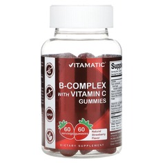 Комплекс витаминов группы B с витамином C, жевательные мармеладки, клубника, 60 жевательных таблеток, Vitamatic