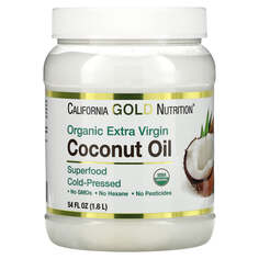 Органическое кокосовое масло первого отжима холодного отжима, 1,6 л (54 жидк. Унции), California Gold Nutrition