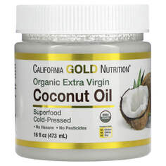 SUPERFOODS, органическое нерафинированное кокосовое масло первого холодного отжима, 473 мл (16 жидк. унций), California Gold Nutrition