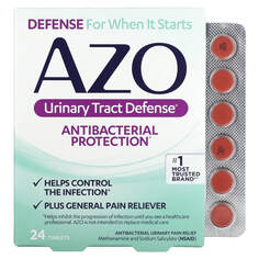 Защита мочевыводящих путей, антибактериальная защита, 24 таблетки, Azo