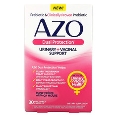 Dual Protection, поддержка мочеиспускания и влагалища, 30 капсул для приема один раз в день, Azo