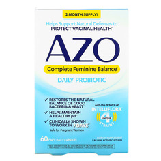 Complete Feminine Balance, пробиотик для ежедневного приема, 5 млрд, 60 капсул для приема один раз в день, Azo