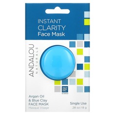 Мгновенное очищение, маска для лица с маслом арганы и голубой глиной, 8 г (0,28 унции), Andalou Naturals