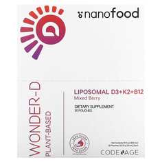 Nanofood, липосомальные витамины D3 + K2 + B12, ягодное ассорти, 30 пакетиков по 10 мл (0,3 жидк. Унции), Codeage