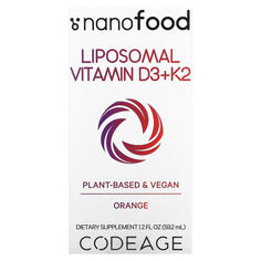 Липосомальные витамины D3 и K2, апельсин, 59,2 мл (2 жидк. Унции), Codeage
