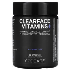 Clearface, витамины, для всех типов кожи, 90 капсул, Codeage