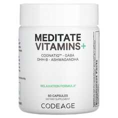 Meditate Vitamins+, CognatiQ, витамины с ГАМК, DHH-B и ашвагандой, 60 капсул, Codeage