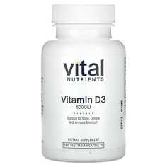Витамин D3, 5000 МЕ, 180 вегетарианских капсул, Vital Nutrients