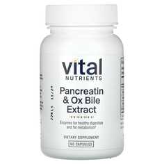 Панкреатин и экстракт бычьей желчи, 60 капсул, Vital Nutrients