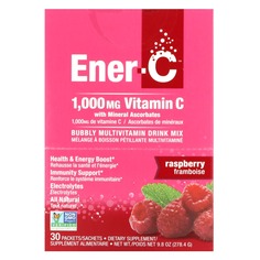 Витамин C, мультивитаминная смесь для приготовления напитков, малина, 1000 мг, 30 пакетиков по 9,28 г (0,3 унции), Ener-C