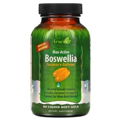 Max-Active Boswellia, куркумин и BioPerine, 90 желатиновых капсул, Irwin Naturals