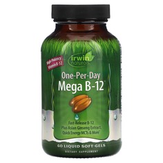 &quot;B-12 экстра&quot;, быстродействующий витамин B12, 60 мягких желатиновых капсул с жидкостью, Irwin Naturals