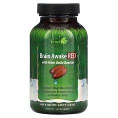 Brain Awake Red, добавка для улучшения работы мозга, 60 желатиновых капсул, Irwin Naturals