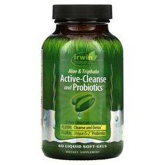Active-Cleanse and Probiotics, с алоэ и трифалой, 60 мягких желатиновых капсул с жидкостью, Irwin Naturals