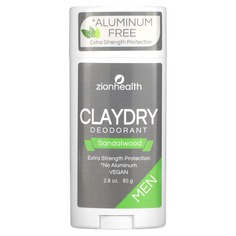 Мужской дезодорант ClayDry, сандал, 80 г (2,8 унции), Zion Health