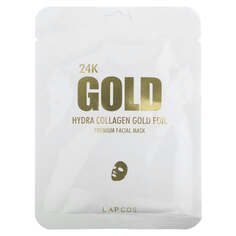 Hydra Collagen, косметическая маска для лица премиального качества с золотой фольгой 24K, 1 шт., 25 г (0,88 унции), Lapcos