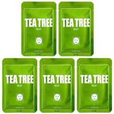 Набор тканевых масок Tea Tree Relief, 5 шт., По 25 мл (0,84 жидк. Унции), Lapcos