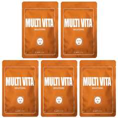 Multi Vita, набор осветляющих тканевых масок, 5 шт., По 25 мл (0,84 жидк. Унции), Lapcos