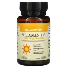 Витамин D3, 125 мкг (5000 МЕ), 90 капсул, NatureWise